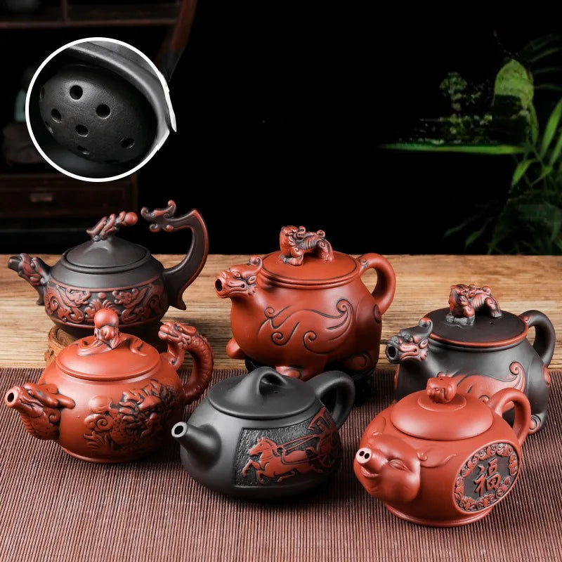 Chinese Yixing Purple Clay Teapot Traditional Dragon Tea Pot Big Capacity Handmade Retro Tea Set Kettle Creative Kung Fu Teapot