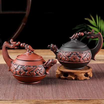 Chinese Yixing Purple Clay Teapot Traditional Dragon Tea Pot Big Capacity Handmade Retro Tea Set Kettle Creative Kung Fu Teapot