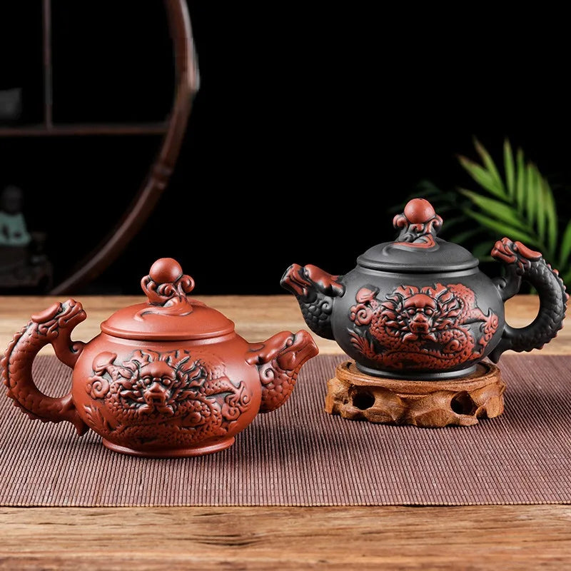 Chinese Yixing Purple Clay Teapot Traditional Dragon Tea Pot Big Capacity Handmade Retro Tea Set Kettle Creative Kung Fu Teapot