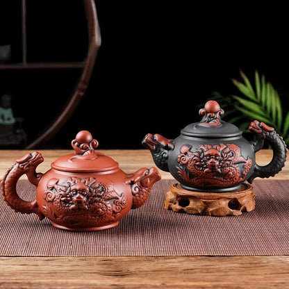 Chinese Yixing Purple Clay Teapot Traditional Dragon Tea Pot Big Capacity Handmade Retro Tea Set Kettle Creative Kung Fu Teapot