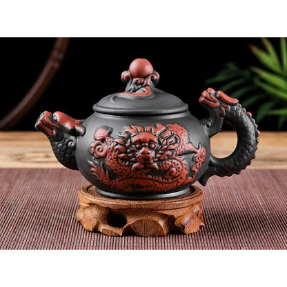 Chinese Yixing Purple Clay Teapot Traditional Dragon Tea Pot Big Capacity Handmade Retro Tea Set Kettle Creative Kung Fu Teapot