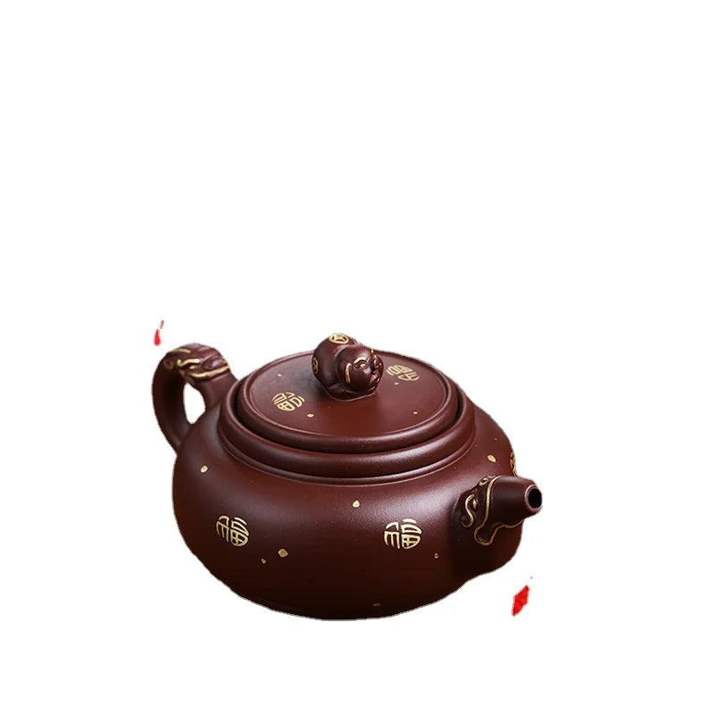 Chinese Yixing Purple Clay Teapots Clean Cement Handmade Plum Fragrance Pot Tea Gu Jingzhou 380ml