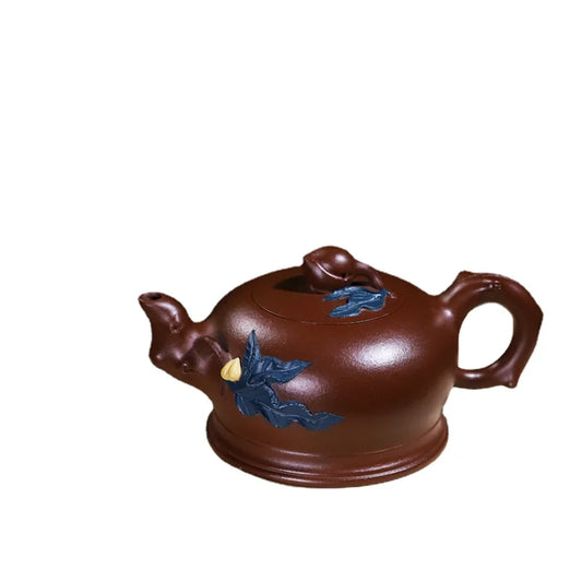 Chinese Yixing Purple Clay Teapots Clean Cement Handmade Plum Fragrance Pot Tea Gu Jingzhou 380ml
