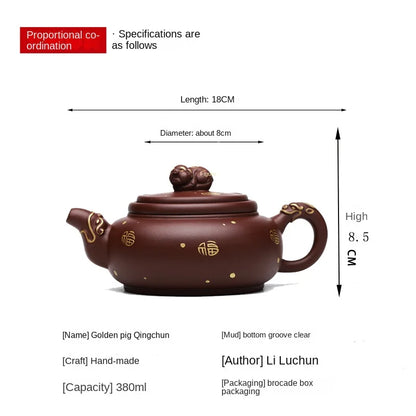 Chinese Yixing Purple Clay Teapots Clean Cement Handmade Plum Fragrance Pot Tea Gu Jingzhou 380ml