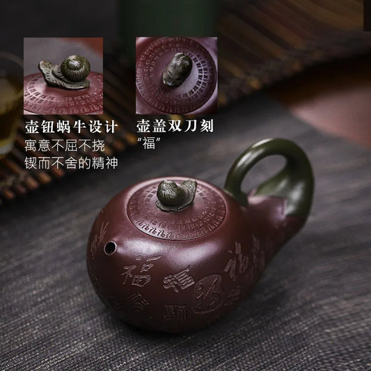 Chinese Yixing Purple Clay Teapots Raw Ore Dahongpao Filter Tea Pot Hand Painted Landscape Tea Kettle Home Teaware Supplies