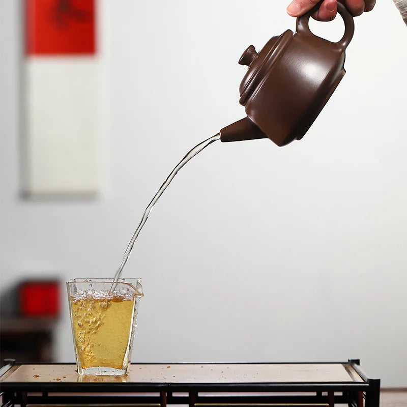 Chinese Yixing Raw Ore Zhu Mud400cc  Tea Pot Filtration Kettle Handmade Purple Clay Teapots Zisha Teaware Supplies Tea Set