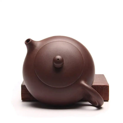 Chinese Yixing Tea Pot Kungfu Hand Made Flat Xishi Pot Qing Cement Mud Tea Set Teapots Author Shao Junya 188 Ball Hole
