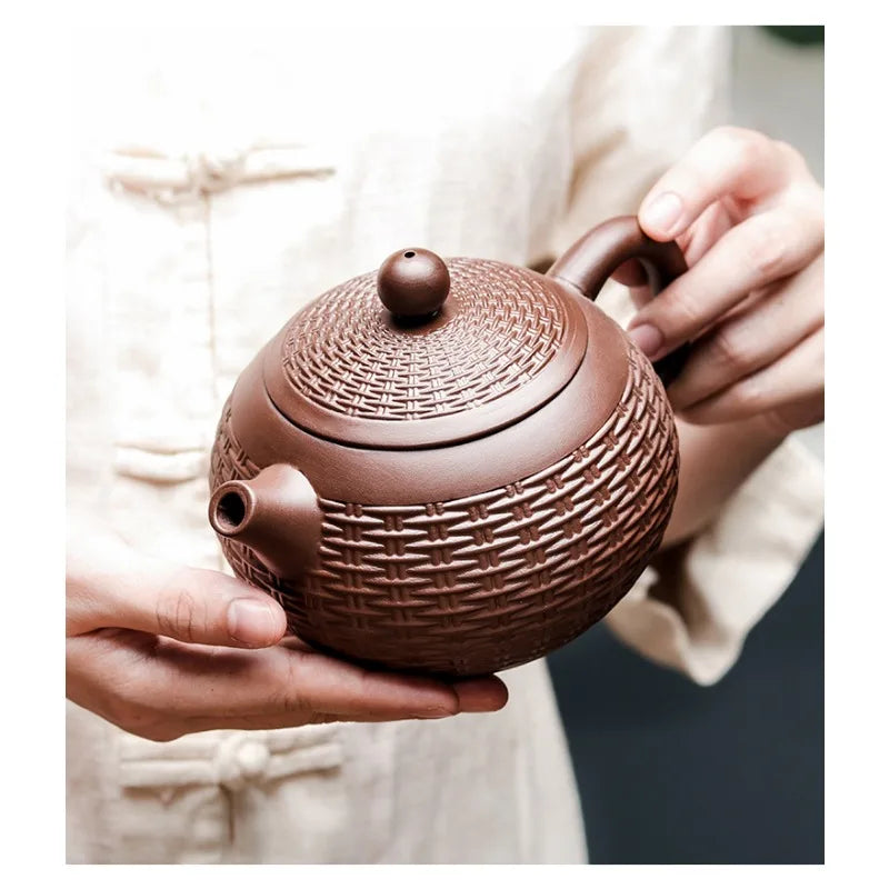 Chinese Yixing Tea Pot Large Capacity Purple Clay Xishi Filter Teapot Beauty Kettle Raw Ore Handmade Tea Set Authentic Drinkware