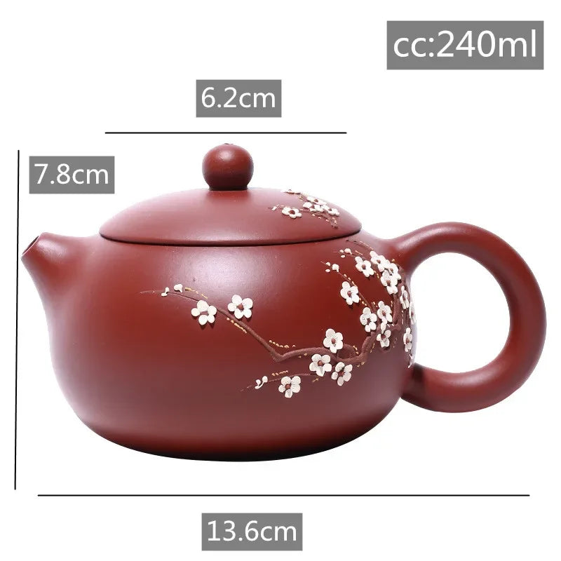 Chinese Yixing Teapot Pure Handmade Plum Blossom Xi Shi Pot Purple Clay Tea Set Kettle 188 Ball Hole Filter 240ml