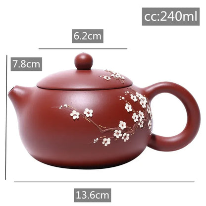 Chinese Yixing Teapot Pure Handmade Plum Blossom Xi Shi Pot Purple Clay Tea Set Kettle 188 Ball Hole Filter 240ml
