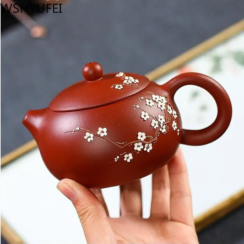 Chinese Yixing Teapot Pure Handmade Plum Blossom Xi Shi Pot Purple Clay Tea Set Kettle 188 Ball Hole Filter 240ml