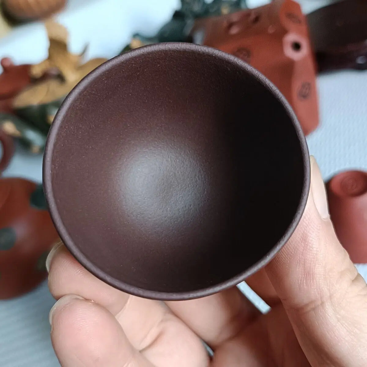 Chinese Yixing Zisha Clay Purple Mud Master's Cup Two Dragons Play With A Pearl 50ml