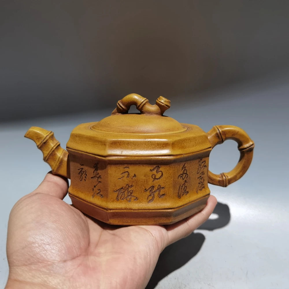 Chinese Yixing Zisha Clay Teapot  Bafang Bamboo Section Pot Chen Mingyuan 380ml