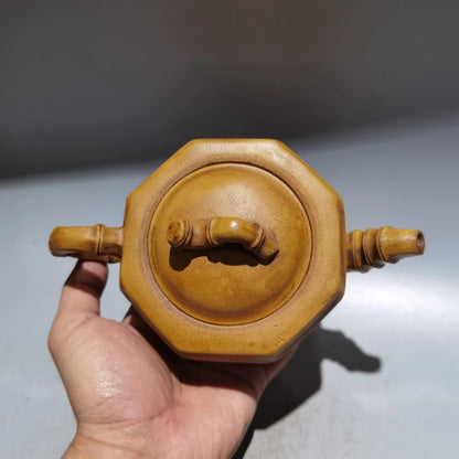 Chinese Yixing Zisha Clay Teapot  Bafang Bamboo Section Pot Chen Mingyuan 380ml