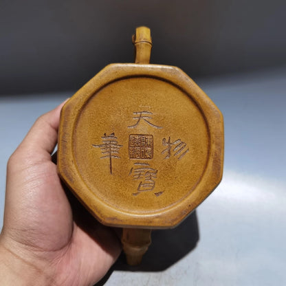 Chinese Yixing Zisha Clay Teapot  Bafang Bamboo Section Pot Chen Mingyuan 380ml