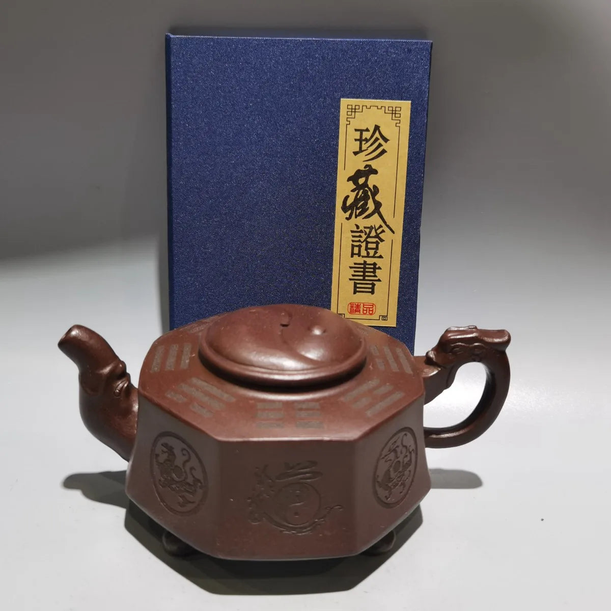 Chinese Yixing Zisha Clay Teapot  Bagua Pot Gu Jingzhou Raw Ore Purple Mud 360ml