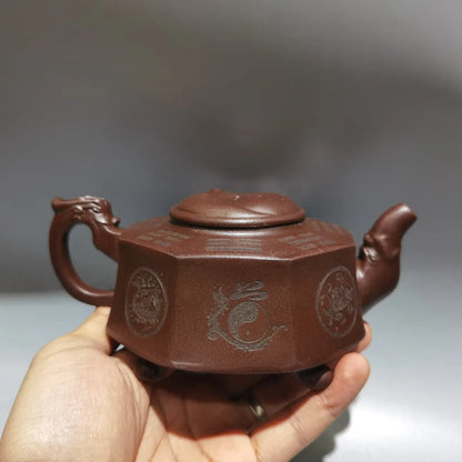 Chinese Yixing Zisha Clay Teapot  Bagua Pot Gu Jingzhou Raw Ore Purple Mud 360ml