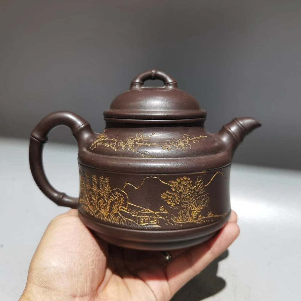 Chinese Yixing Zisha Clay Teapot  Bamboo Rhyme Pot Li Baozhen 380ml