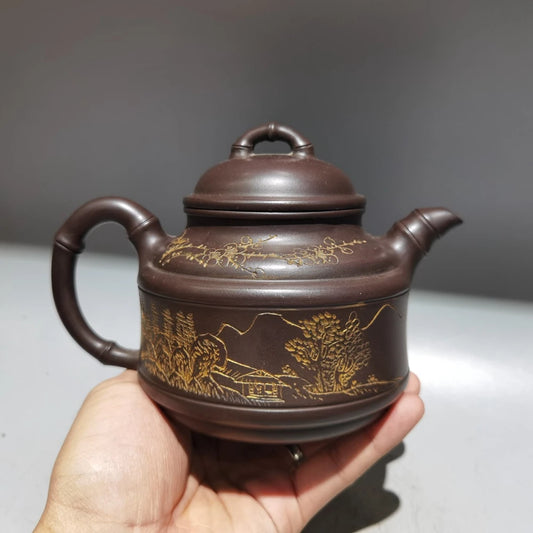 Chinese Yixing Zisha Clay Teapot  Bamboo Rhyme Pot Li Baozhen 380ml