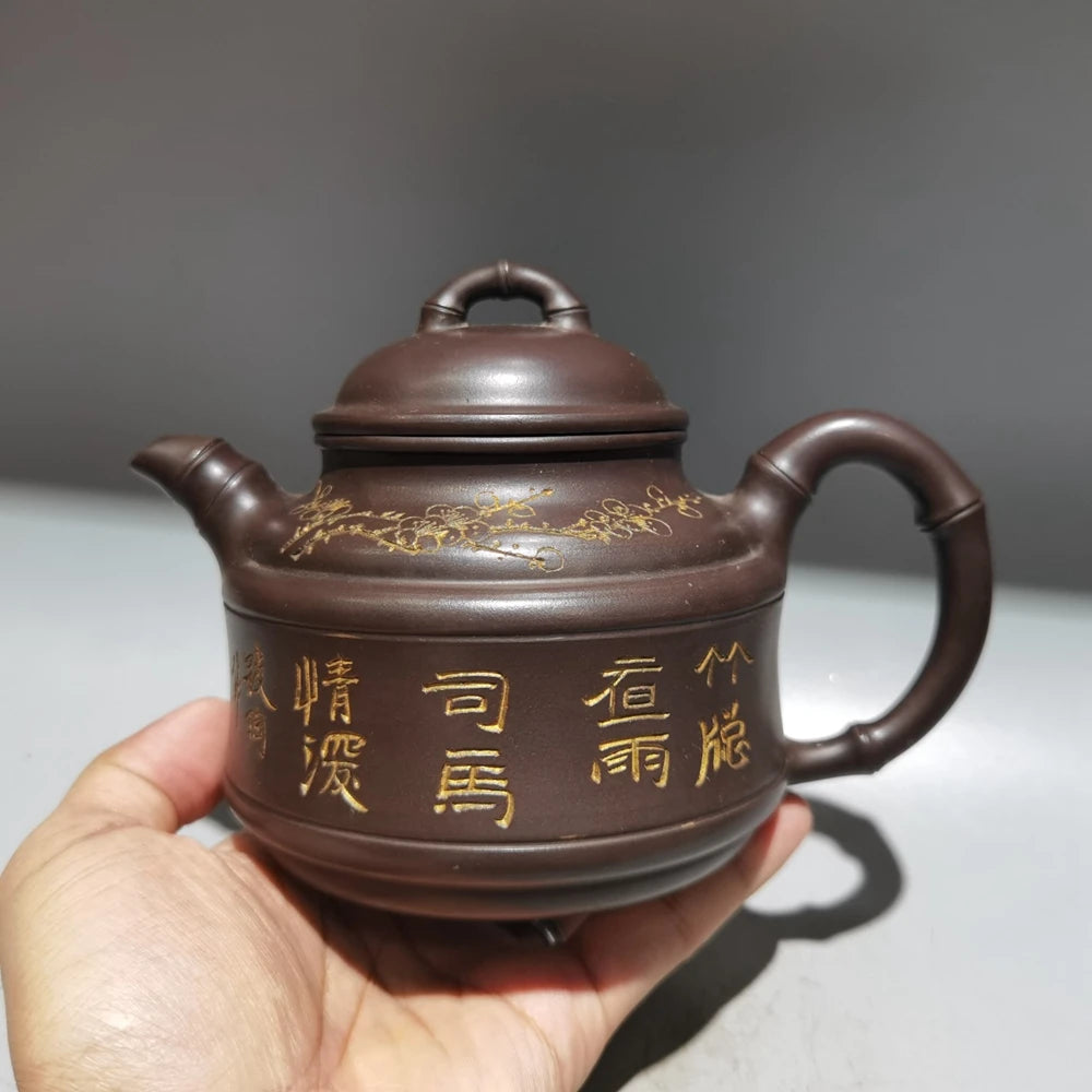 Chinese Yixing Zisha Clay Teapot  Bamboo Rhyme Pot Li Baozhen 380ml