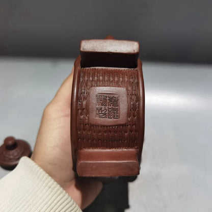 Chinese Yixing Zisha Clay Teapot  Bamboo Woven Pot Jiang Yuexin 220ml