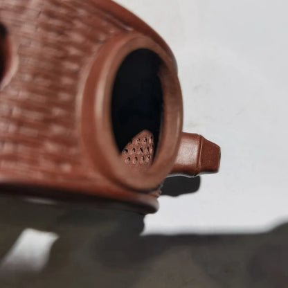 Chinese Yixing Zisha Clay Teapot  Bamboo Woven Pot Jiang Yuexin 220ml