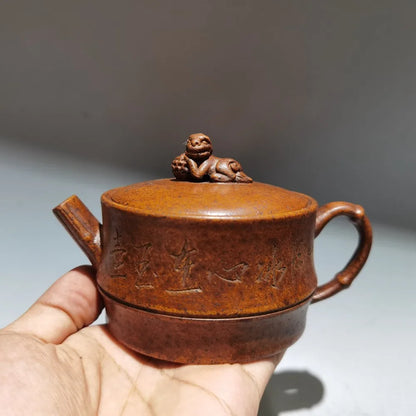 Chinese Yixing Zisha Clay Teapot  Bamboo joint Pot Gu Jingzhou 200ml