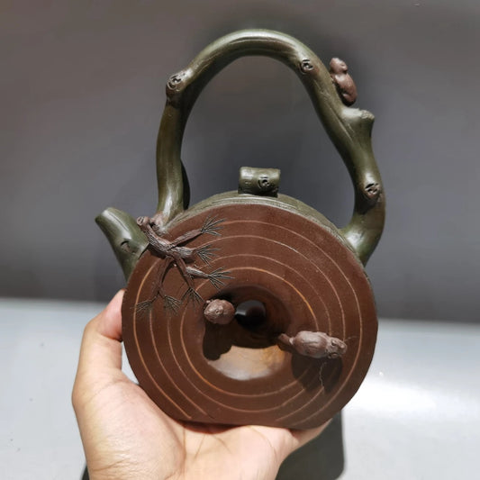 Chinese Yixing Zisha Clay Teapot  Bamboo joint lifting beam Pot Jiang Rong 200ml