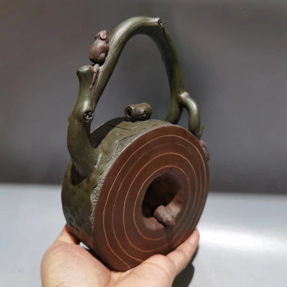 Chinese Yixing Zisha Clay Teapot  Bamboo joint lifting beam Pot Jiang Rong 200ml