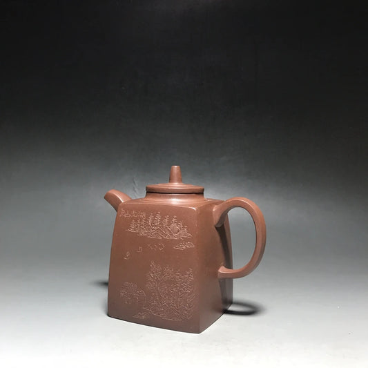 Chinese Yixing Zisha Clay Teapot Carved flat bell Pot  Fang Kaiming 300ml