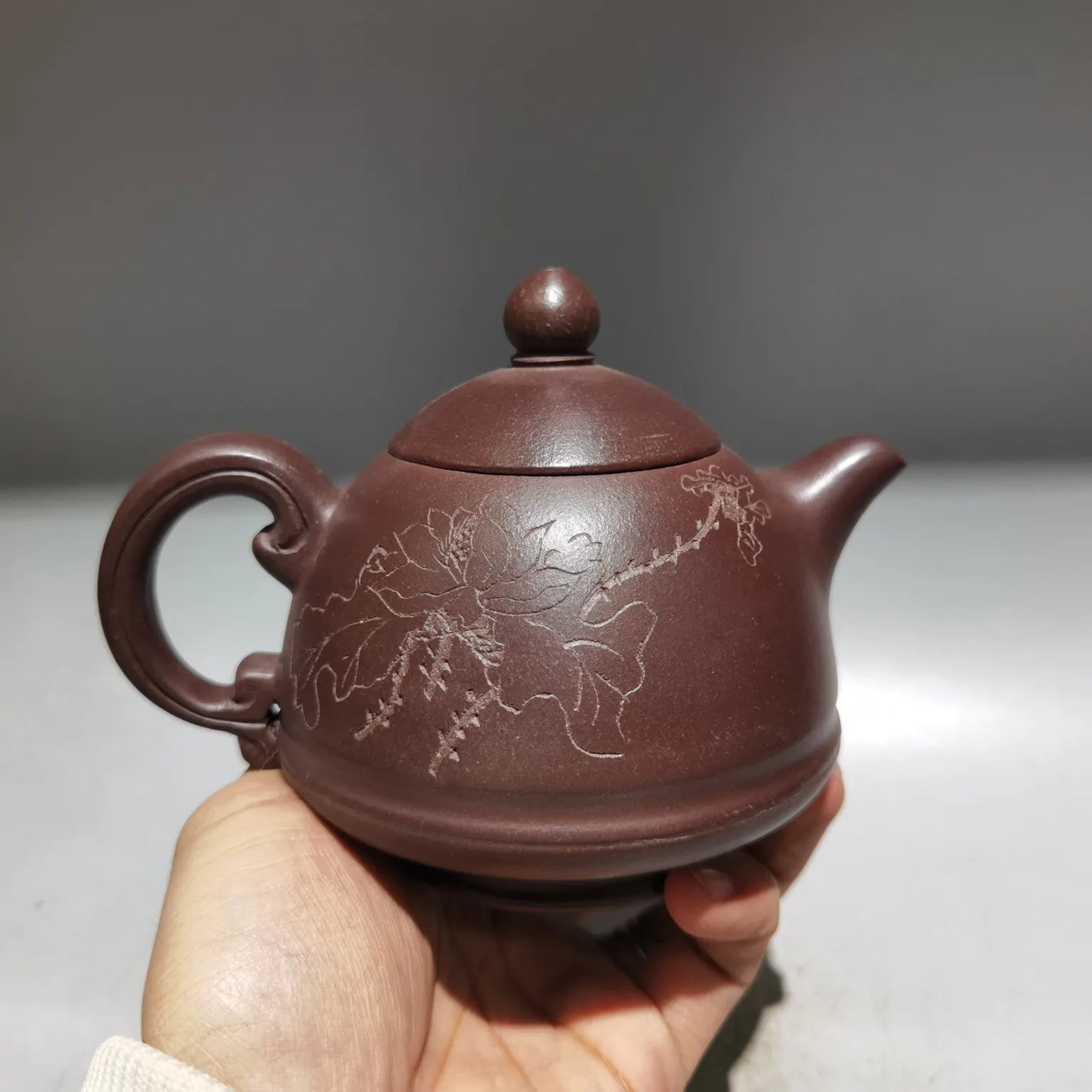 Chinese Yixing Zisha Clay Teapot  Carved word Pot Gu Jingzhou 360ml