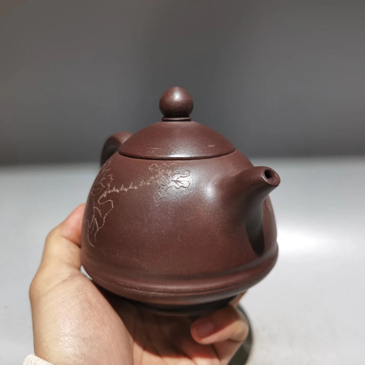 Chinese Yixing Zisha Clay Teapot  Carved word Pot Gu Jingzhou 360ml