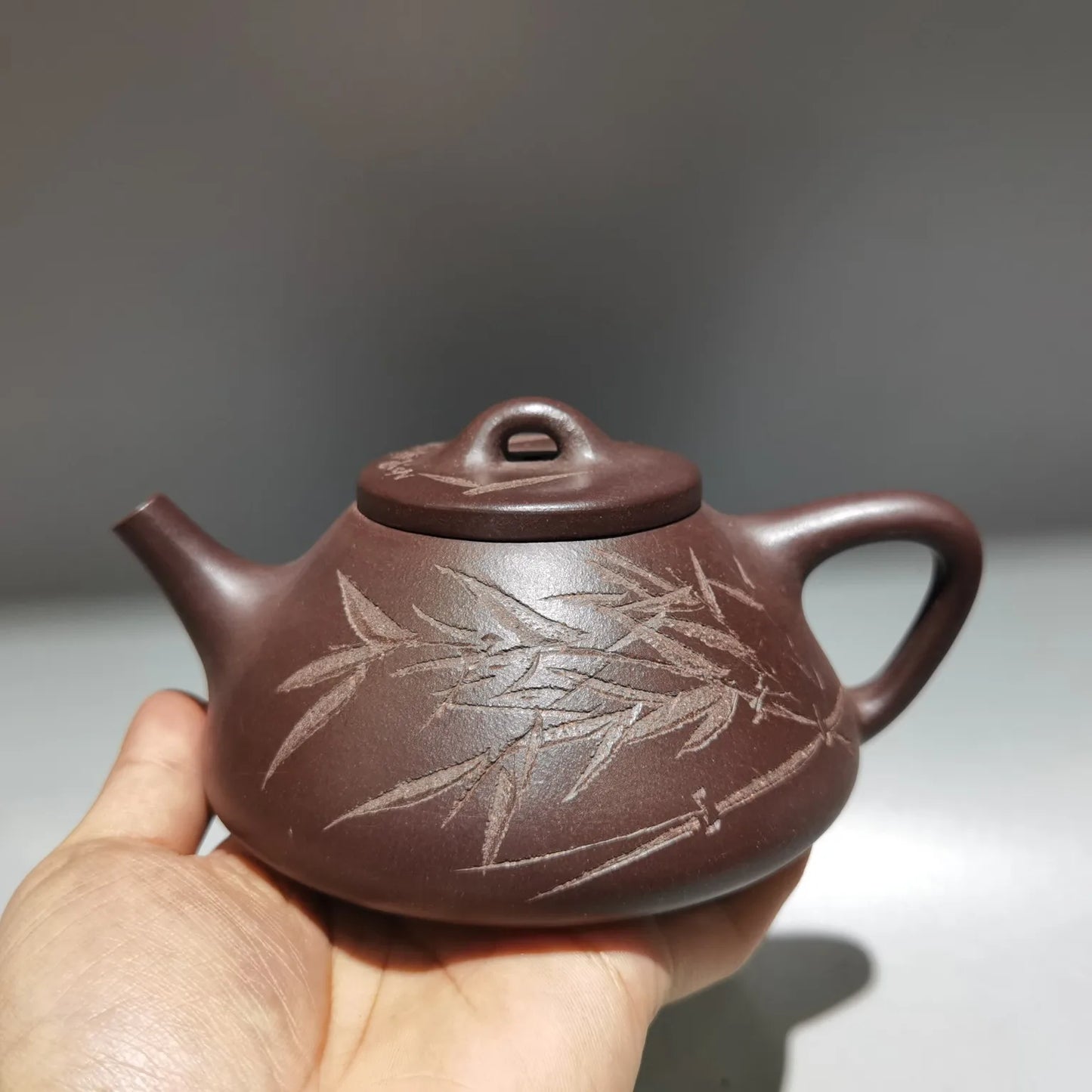 Chinese Yixing Zisha Clay Teapot  Carved word stone ladle Pot Gu Jingzhou 360ml