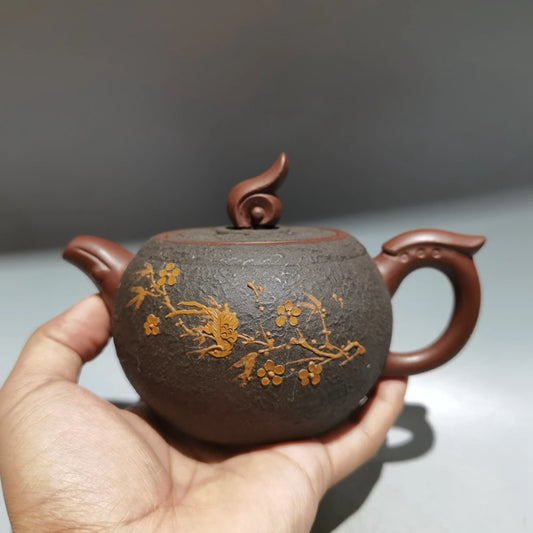Chinese Yixing Zisha Clay Teapot  Clay Painted Ruyi Pot Gu Jingzhou 340ml