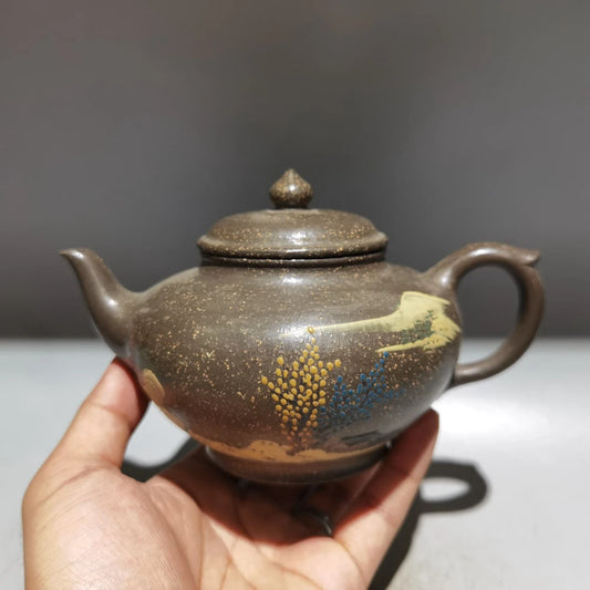 Chinese Yixing Zisha Clay Teapot  Clay Painted Smiling Sakura Pot  Fuji 360ml