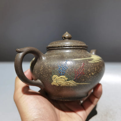 Chinese Yixing Zisha Clay Teapot  Clay Painted Smiling Sakura Pot  Fuji 360ml