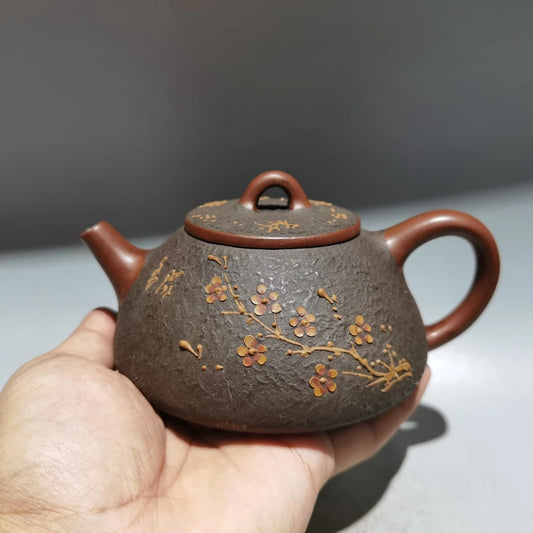Chinese Yixing Zisha Clay Teapot  Clay Painted Stone Ladle Pot Gu Jingzhou 320ml