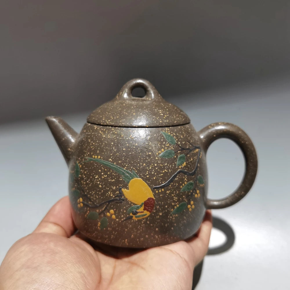 Chinese Yixing Zisha Clay Teapot  Clay Painting Qin Quan Pot  as shown 260ml