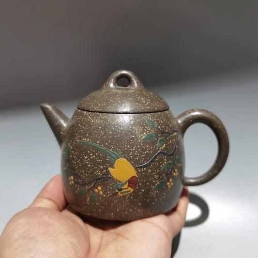 Chinese Yixing Zisha Clay Teapot  Clay Painting Qin Quan Pot  as shown 260ml
