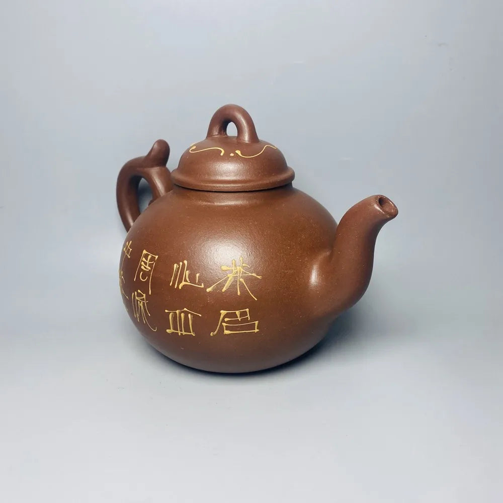Chinese Yixing Zisha Clay Teapot  Clay painted chrysanthemum Pot Gu Jingzhou 360ml