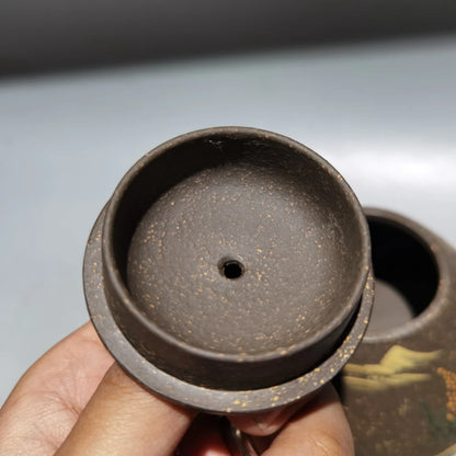 Chinese Yixing Zisha Clay Teapot  Clay painted stone ladle Pot  Fuji 300ml