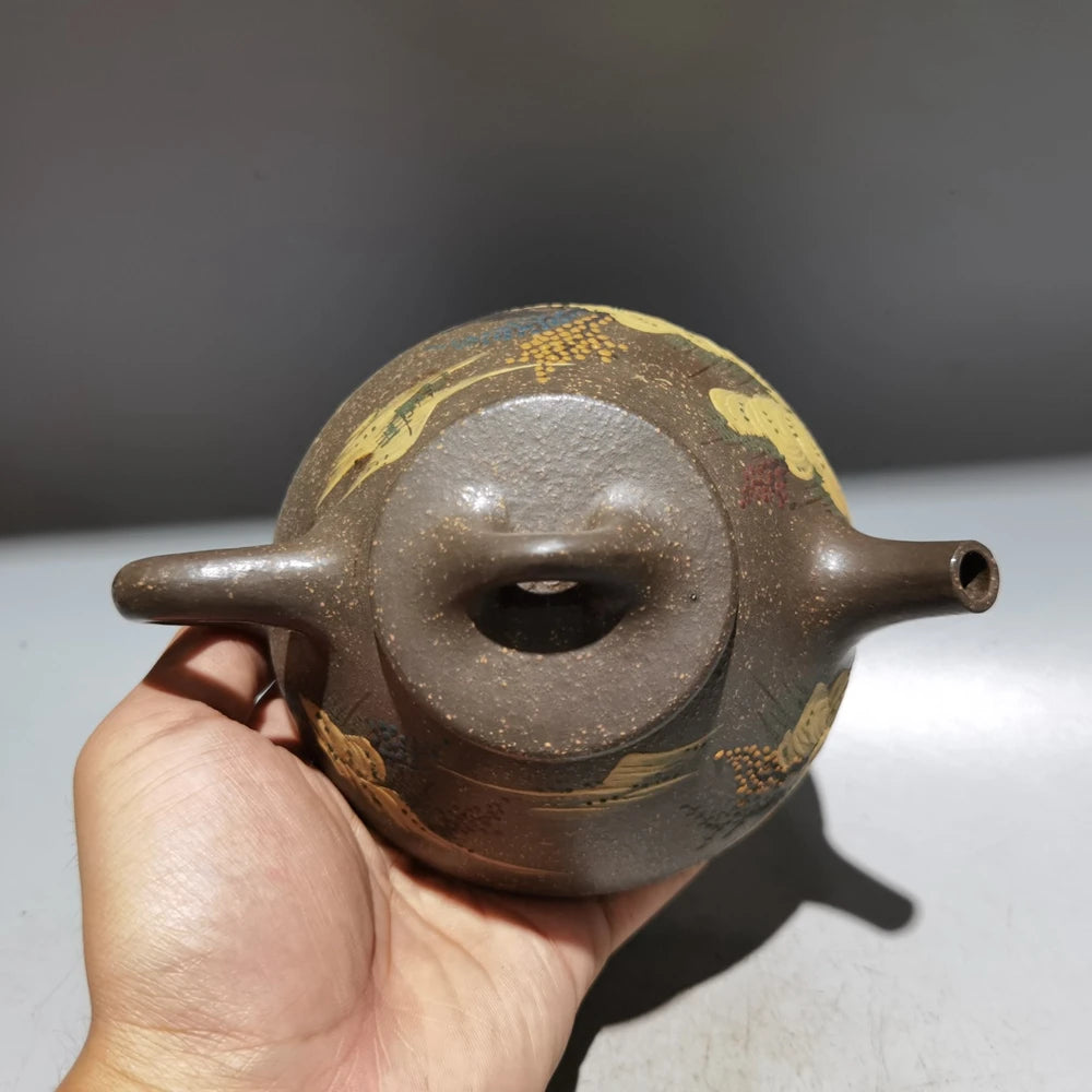 Chinese Yixing Zisha Clay Teapot  Clay painted stone ladle Pot  Fuji 300ml