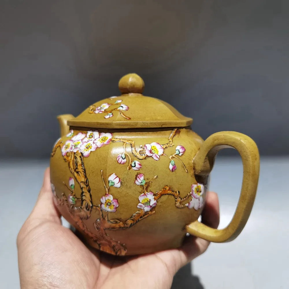 Chinese Yixing Zisha Clay Teapot  Colored Hexagonal Pot Fan Xu 450ml