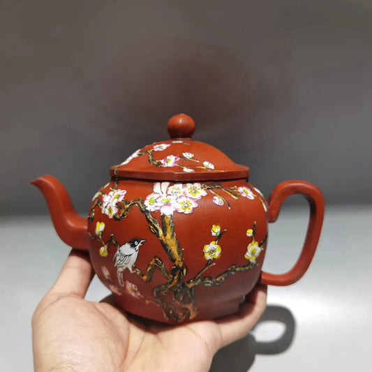 Chinese Yixing Zisha Clay Teapot  Colored Hexagonal Pot Qianlong reign system 450ml