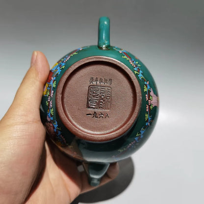 Chinese Yixing Zisha Clay Teapot  Colored Smiling Sakura Pot Gu Jingzhou 300ml
