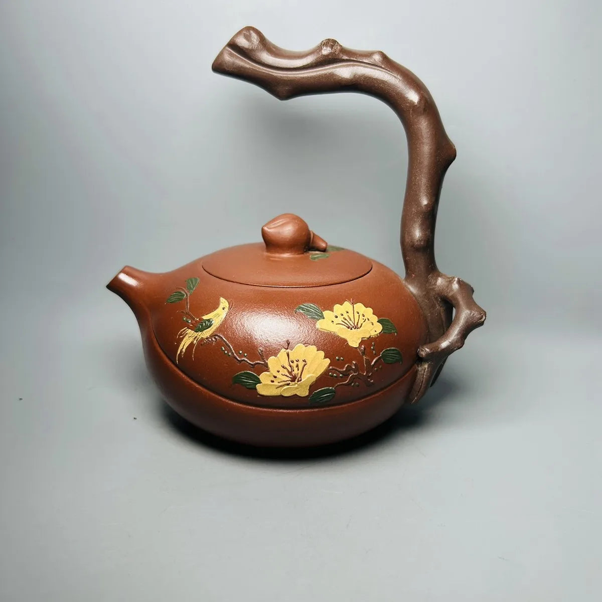 Chinese Yixing Zisha Clay Teapot  Curved handle Longevity peach Pot  Zhu Kexin 360ml