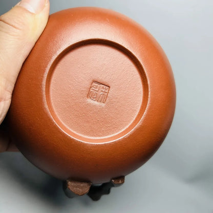Chinese Yixing Zisha Clay Teapot  Curved handle Longevity peach Pot  Zhu Kexin 360ml