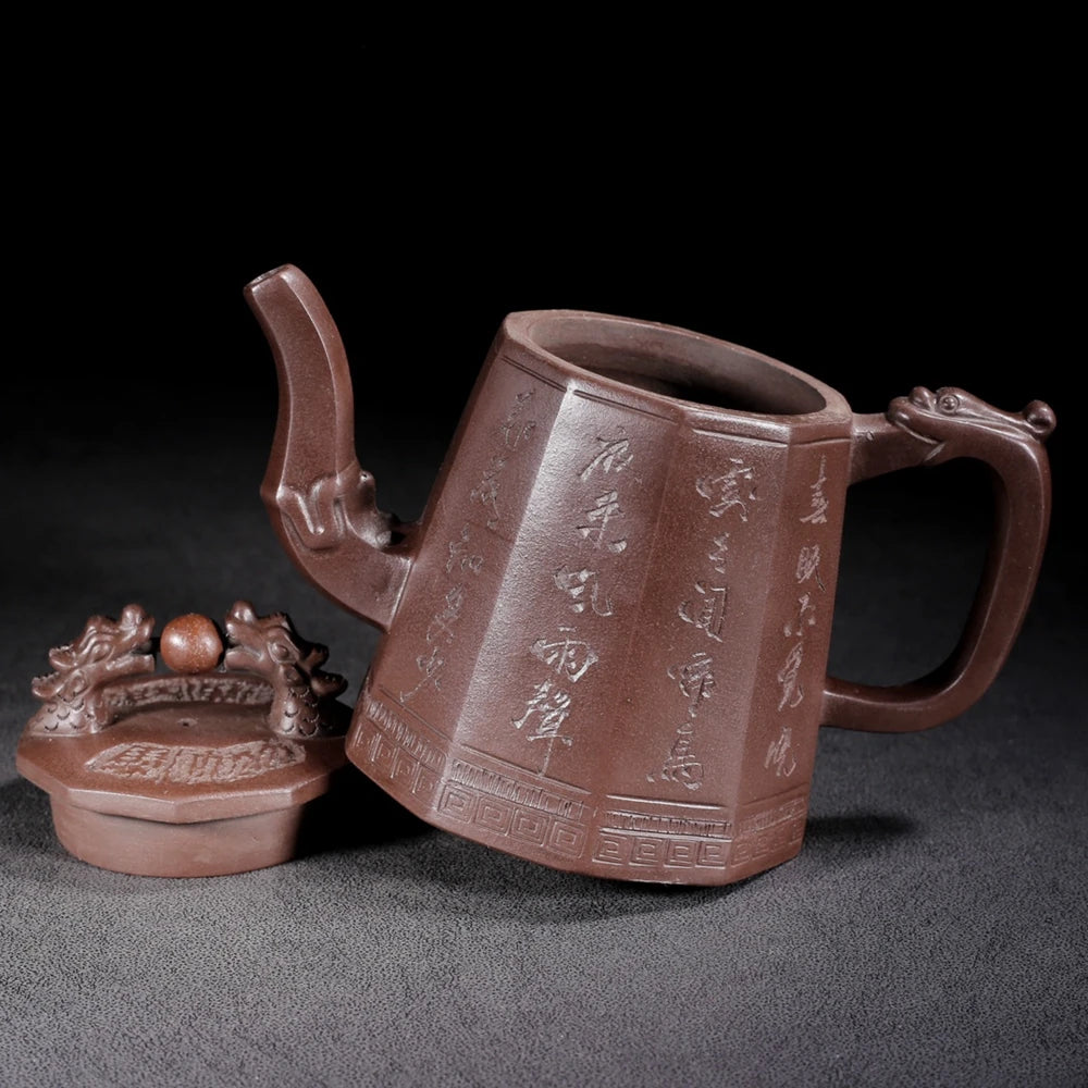 Chinese Yixing Zisha Clay Teapot  Double Dragon Playing Pearl Pot  Gu Jingzhou 300ml