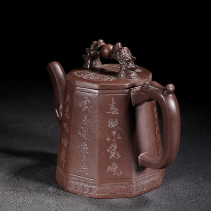 Chinese Yixing Zisha Clay Teapot  Double Dragon Playing Pearl Pot  Gu Jingzhou 300ml