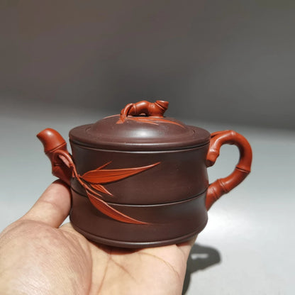 Chinese Yixing Zisha Clay Teapot  Double color bamboo section Pot Gu Jingzhou 240ml